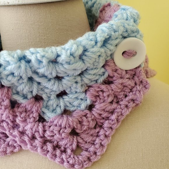Crochet Blue Neck Scarf/New - Picture 2 of 5